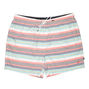 NAUTICA NEW $70 Spiced Coral Beach‎ Striped Quick Dry Swim Trunks Men's XXL